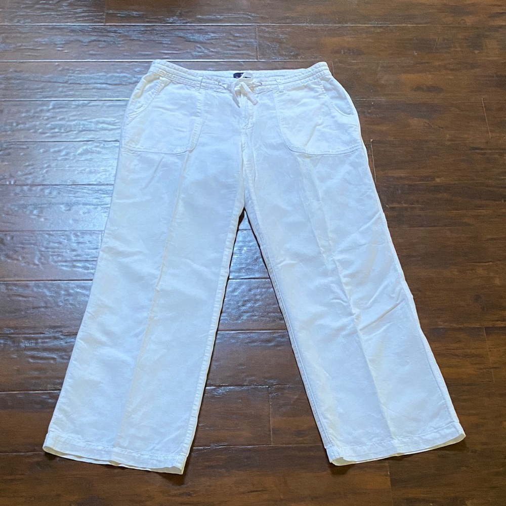 GAP Women’s White Wide-Leg Linen Pants Size 12 R